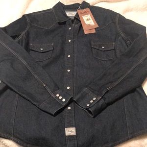 Levi Strauss stretch denim pearl snap button up shirt; NWT